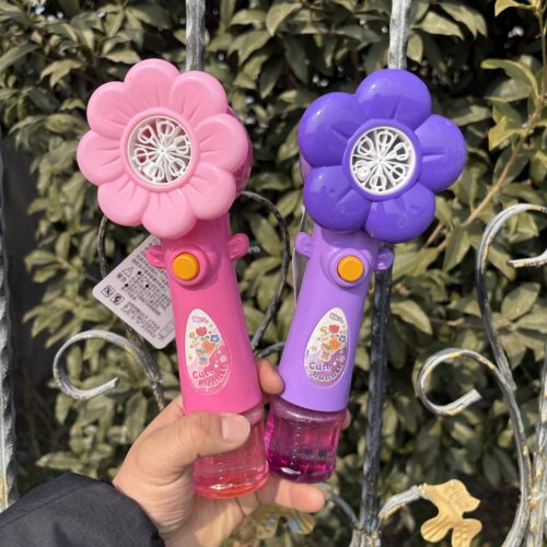 达喜胜小花电动泡泡棒全自动泡泡机男孩夏天益智儿童玩具女孩粉色