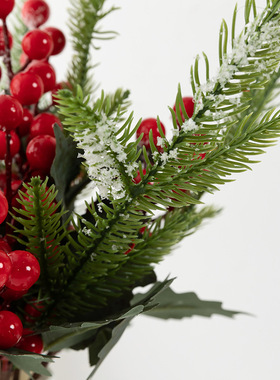 创渠仿真小红果绿叶浆果发财果圣诞装饰假花家居餐桌摆件跨境热销