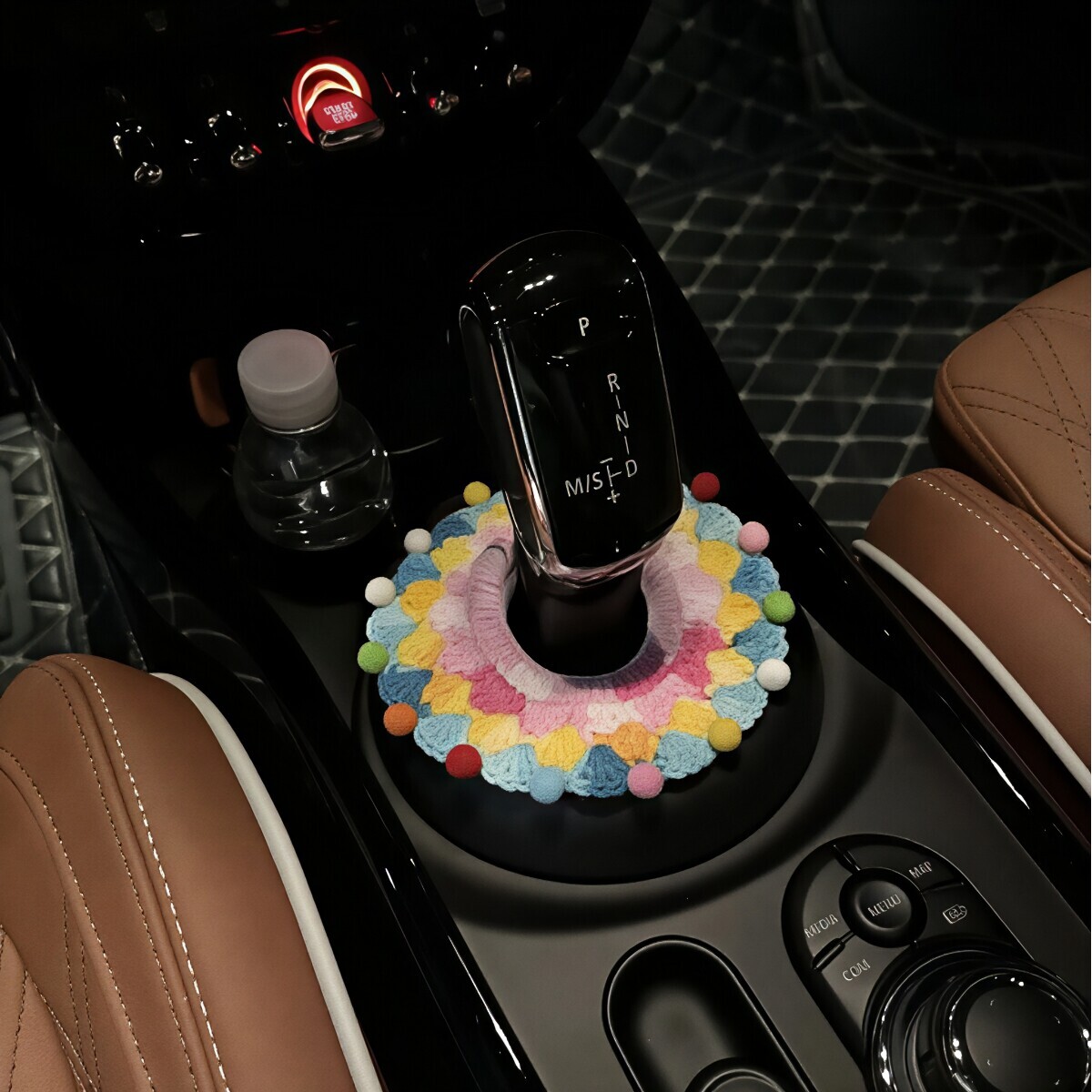 多巴胺彩虹档把套ins风汽车档杆防尘套可爱手工编织汽车装饰摆件