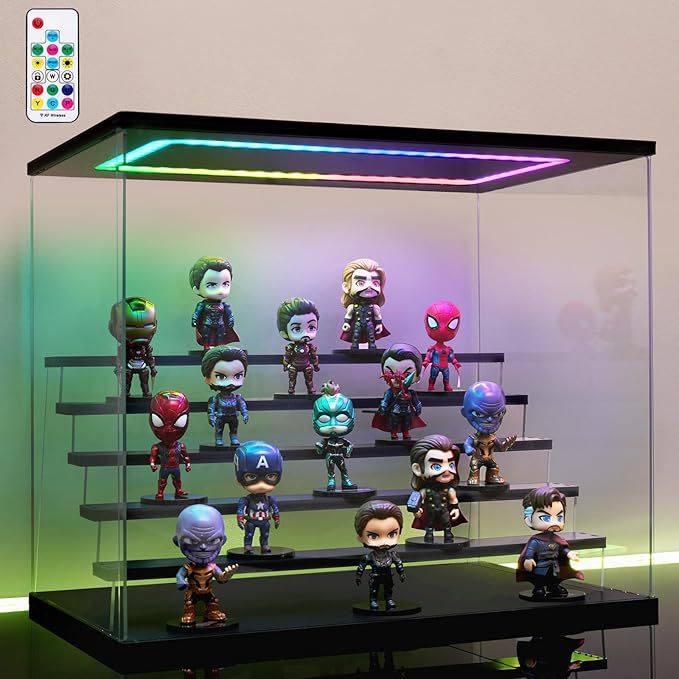 亚克力盲盒透明手办收纳展示架相框盒泡泡玛特led灯防尘公仔柜,收纳整理,手办收纳盒,淘宝优惠券,粉丝福利购,淘宝优惠卷