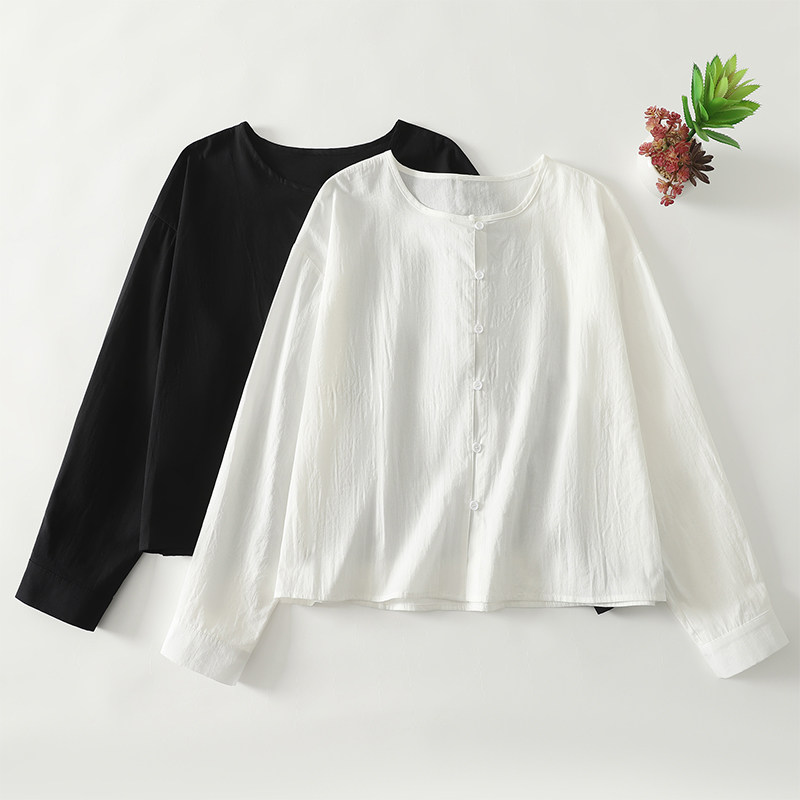 春装大码女装高级感新中式复古轻国风高端亚麻圆领开衫衣