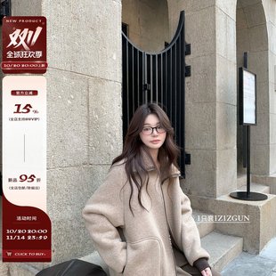 高质感软糯羊羔绒一体翻领外套 秀场实穿top 1Z1ZGU miumi