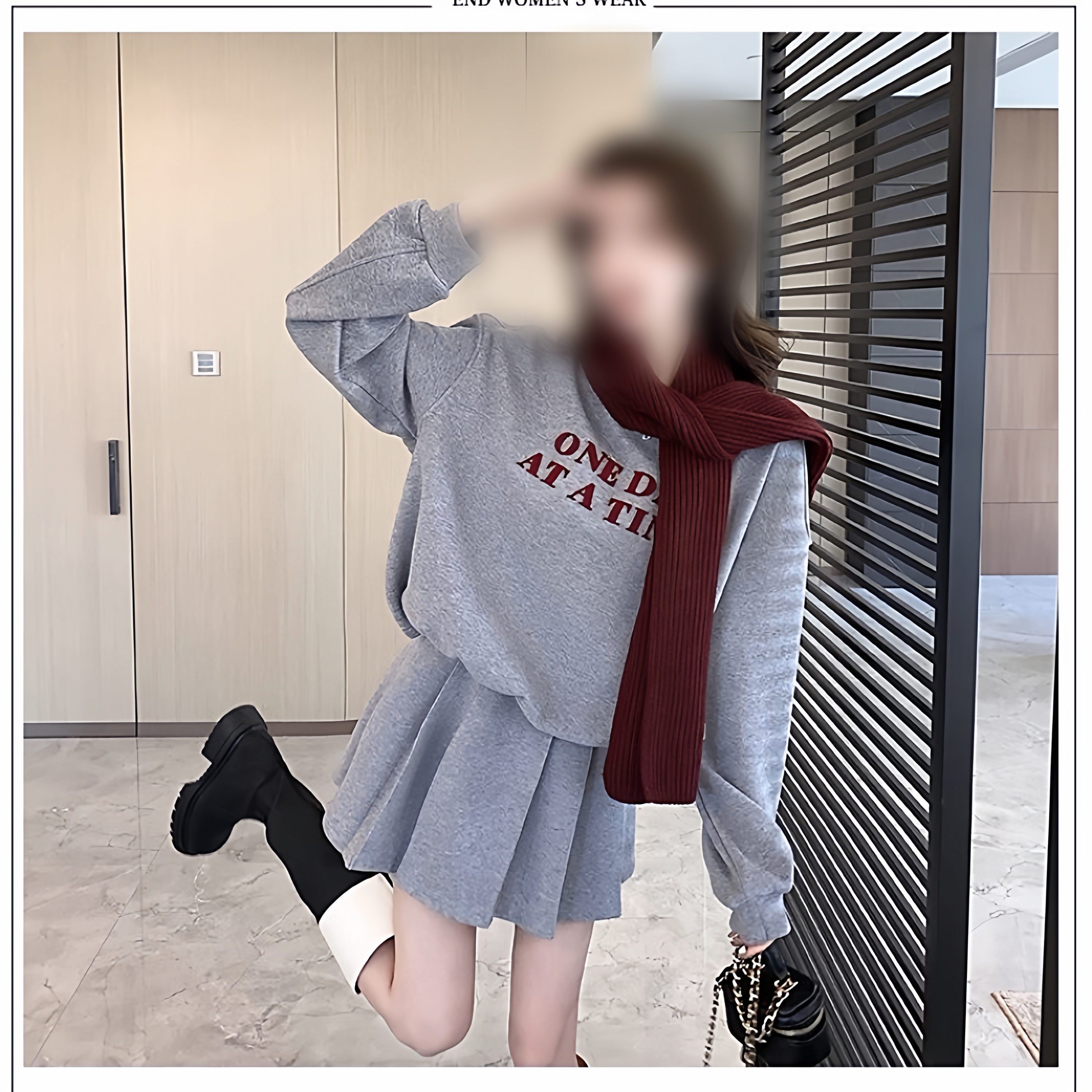 韩系减龄搭配秋冬季高级感卫衣裙套装2025跨过新年战袍三件套