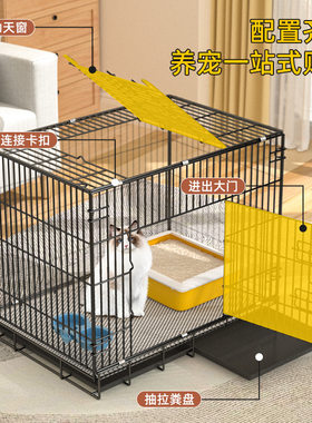 猫笼子加密室内猫别墅宠物折叠金属笼铁笼布偶猫笼单层便捷小猫笼