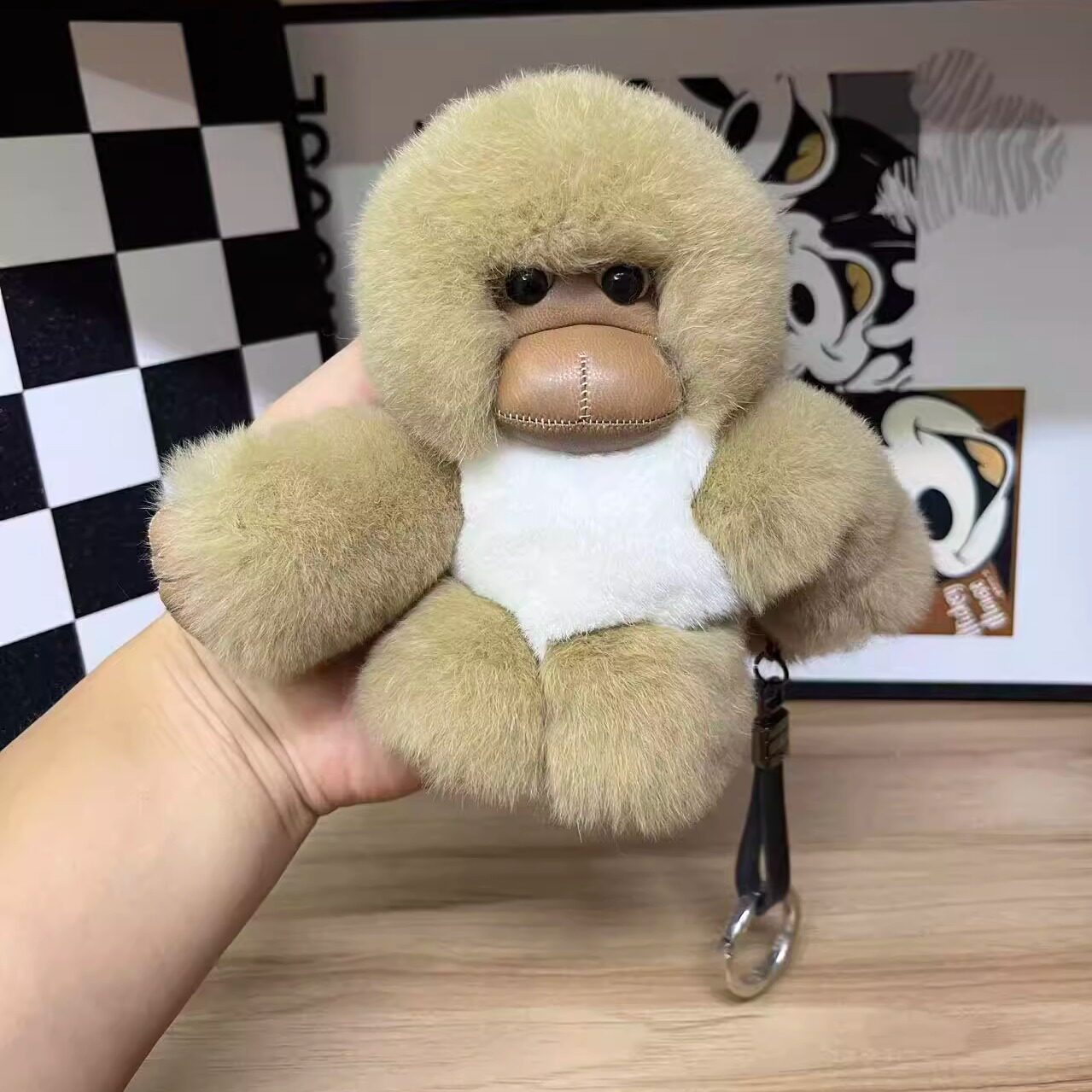 真獭兔毛小猴子挂饰ins可爱毛绒