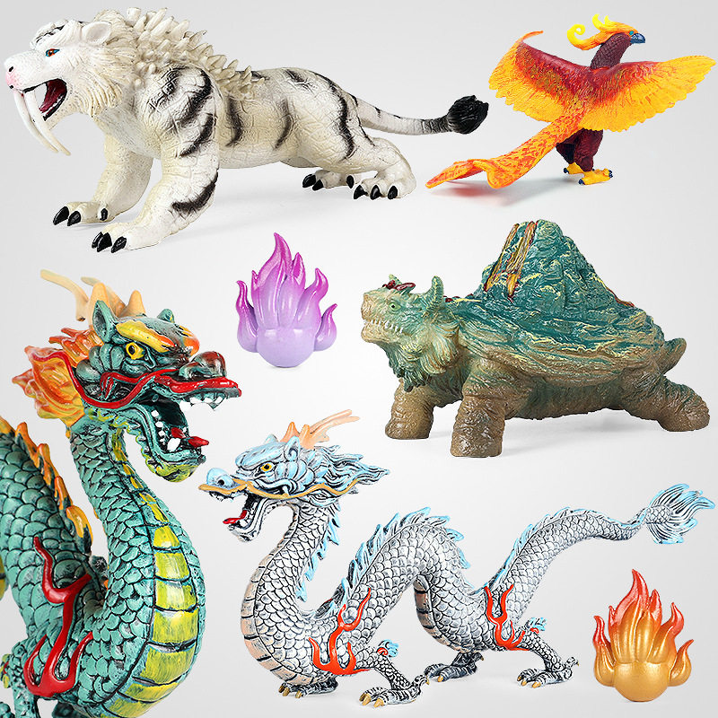 中国神龙仿真神话动物模型神兽玄武朱雀白虎龙年装饰摆件男孩礼物