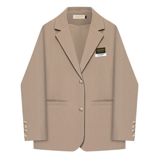 卡其色自制小西服装 外套 外套小众设计感oversize英伦风春秋女西装