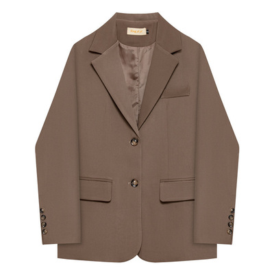 休闲小西装外套自制棕女西服外套