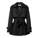 小个子气质宽松上衣 新款 黑色简约随性翻领短款 风衣外套女2025秋季