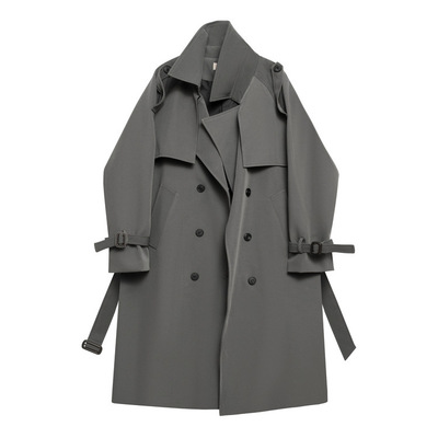 灰色风衣外套女春秋季英伦风