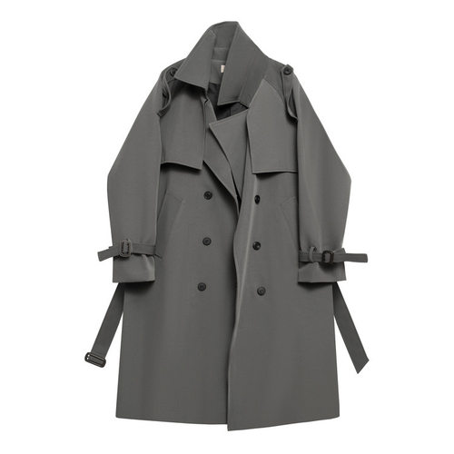 灰色风衣外套女春秋季英伦风