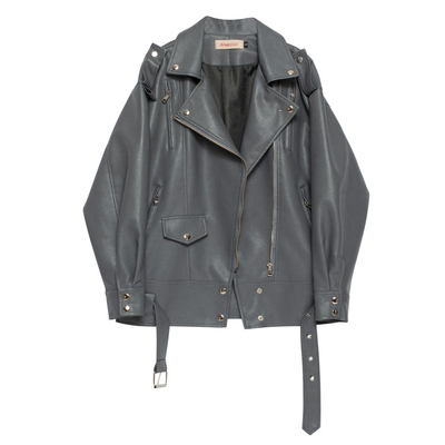 港风设计感显瘦机车夹克上衣