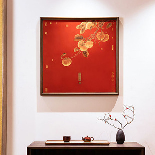 事事如意新中式红色高端大气客厅沙发背景墙壁装饰画玄关大厅挂画