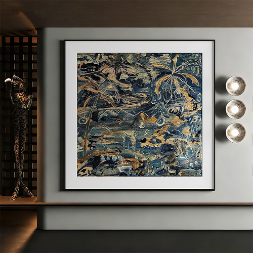 北欧风小众客厅背景墙装饰画简约现代抽象艺术涂鸦落地画玄关挂画