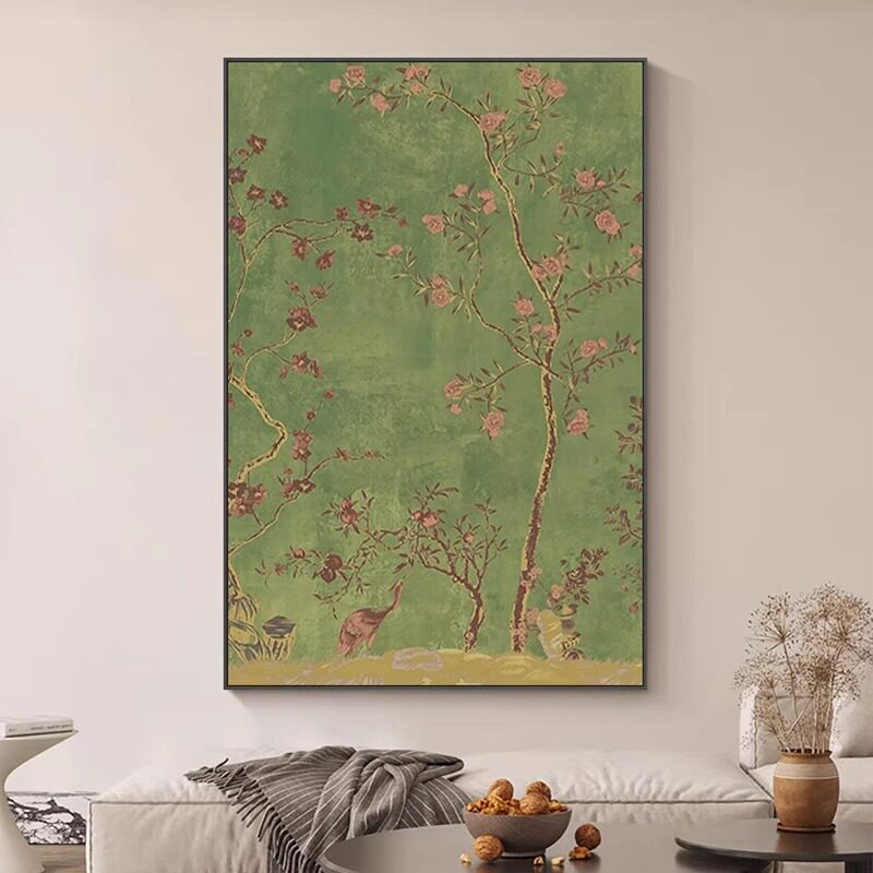 小清新小众艺术客厅装饰画绿色田园风极简高级玄关背景墙壁挂画
