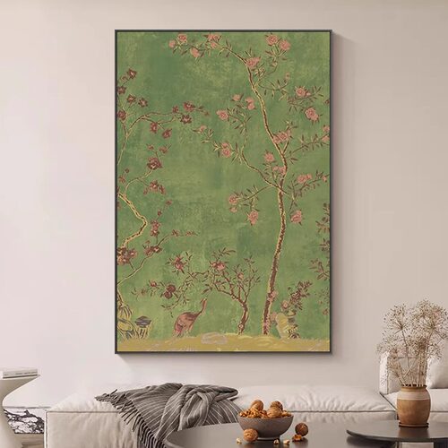 小清新小众艺术客厅装饰画绿色田园风极简高级玄关背景墙壁挂画