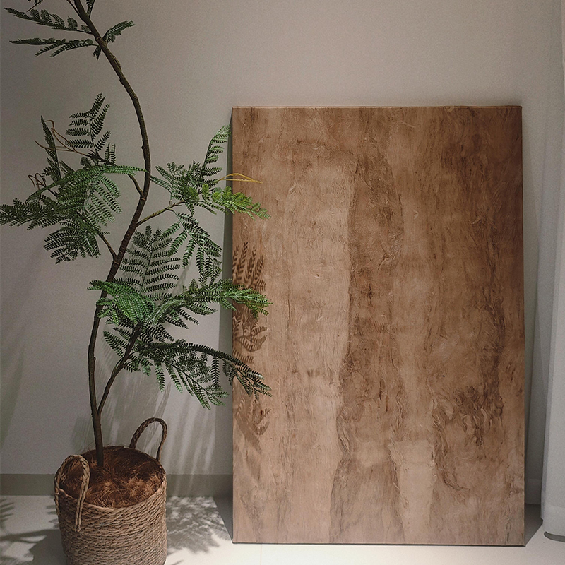 原木风小众艺术仿树皮客厅装饰画侘寂中古风卧室餐厅玄关走廊挂画