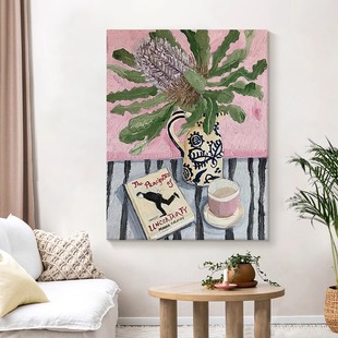 马蒂斯独特艺术趣味客厅装 饰画北欧风多巴胺色系暖调小众高级挂画