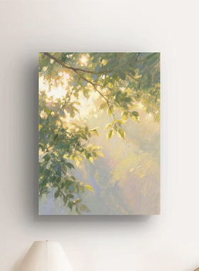 夏日光影 北欧艺术客厅装饰画 划法式清新治愈系入户玄关高级感壁