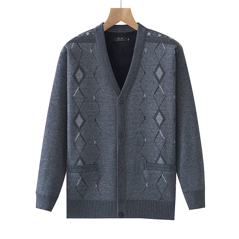 中老年男装加绒加厚V领开衫 爸爸装口袋秋冬厚款防寒长袖外套毛衣,男装,中老年上装,淘宝优惠券,粉丝福利购,淘宝优惠卷