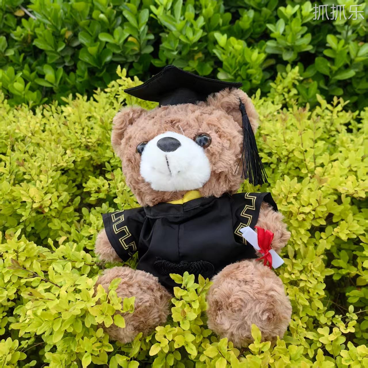 毕业小熊学生博士研究生白色卡其小熊公仔拧花毛绒熊大学生纪念品