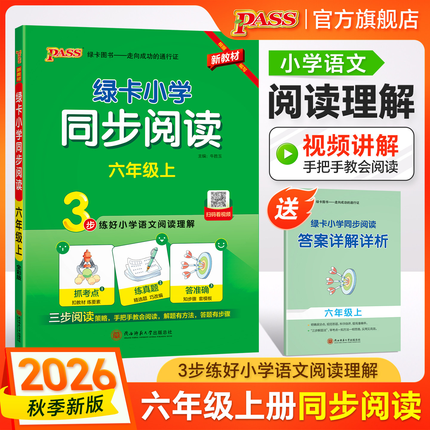 绿卡【语文阅读理解】小学同步阅读六年级人教版上册下册真题练语文考点强化训练习题6年级课外阅读专项提升训练书人教版PASS图书