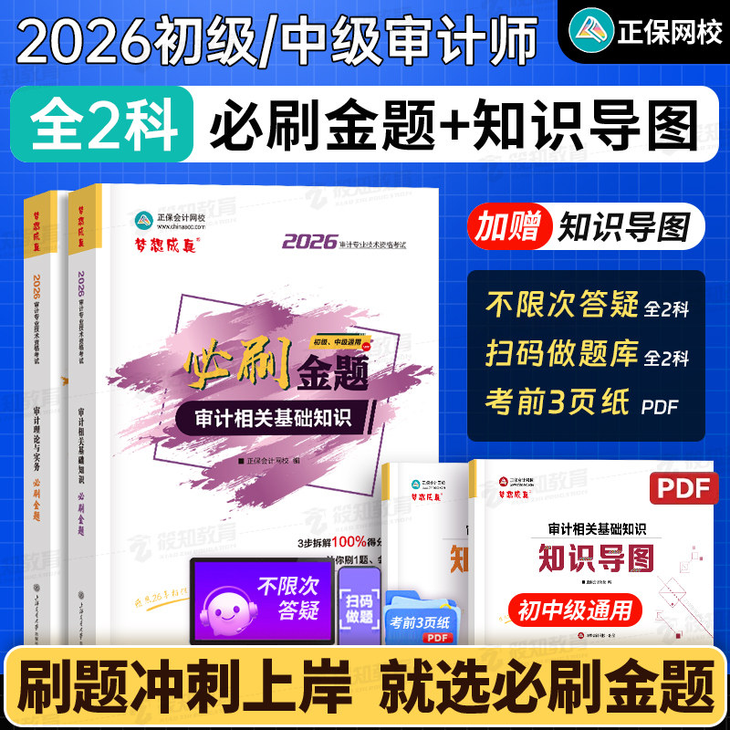 正保会计网校初级审计师中级教材备考2026年通用版审计资格证考试辅导图书练习册习题库必刷金题审计相关基础知识审计理论与实务图片