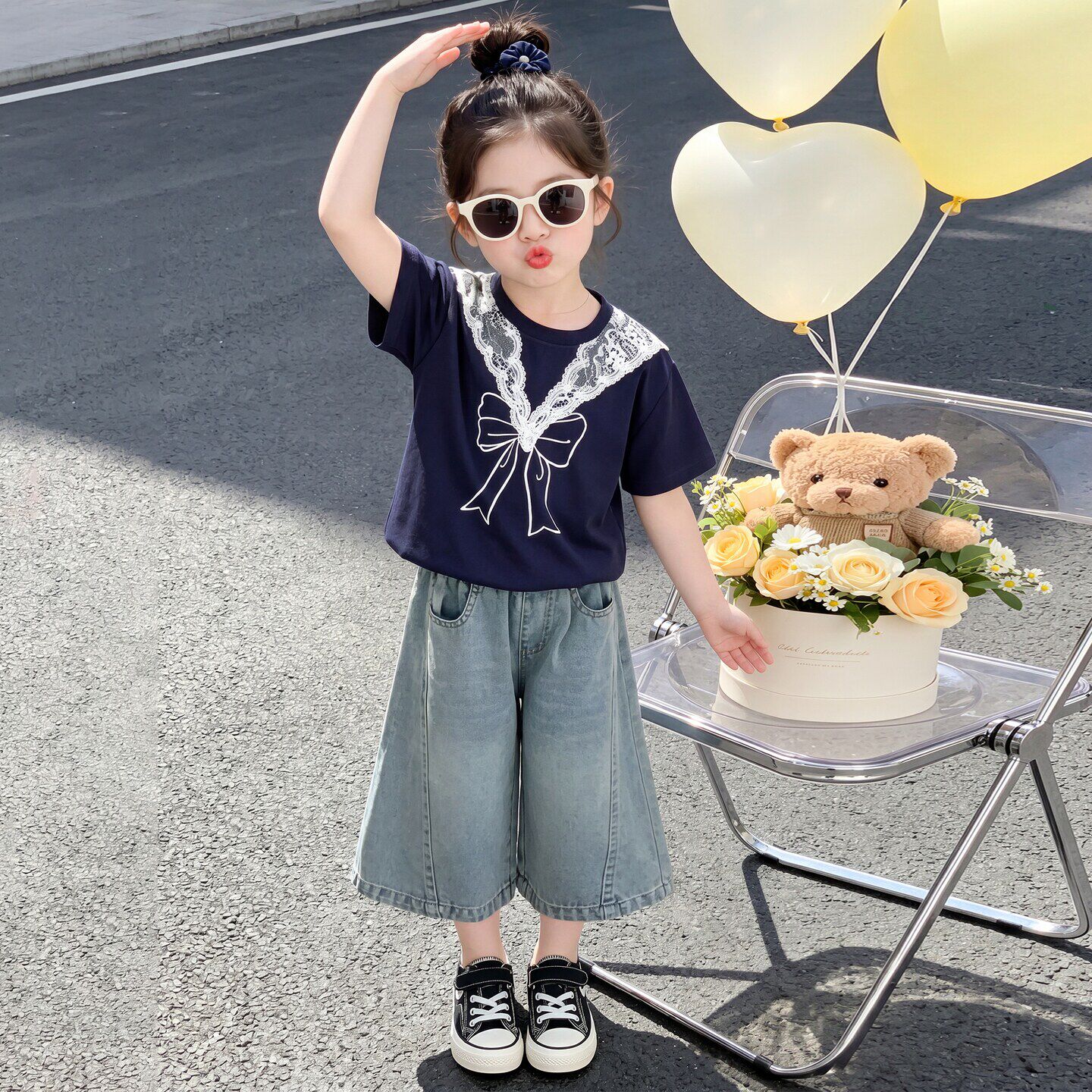 欧洲站女童夏季蝴蝶结短