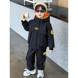 欧洲站男童套装秋冬2025新款痞帅炸街儿童加厚外套冬装酷帅潮流男