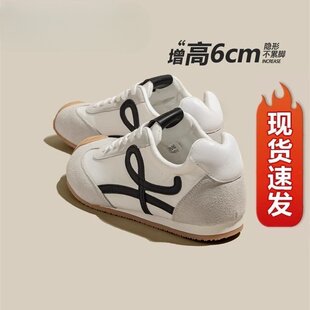 欧洲站内增高德训鞋女款2025新款春夏爆款厚底小个子超火阿甘鞋小