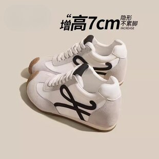 欧洲站内增高德训鞋女2025春夏新款厚底薄款网面透气阿甘鞋小个子