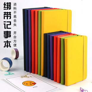 外贸商务绑带笔记本子A5A6皮面记事本便携口袋本可定 制亚马
