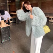韩版 仿狐狸毛皮草外套女短款 海宁年轻款 2025秋冬新款 爆款 显瘦大衣