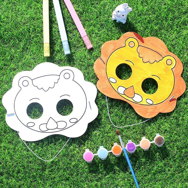儿童面具涂色幼儿园手工材料亲子diy动物面具眼罩装扮表演道具