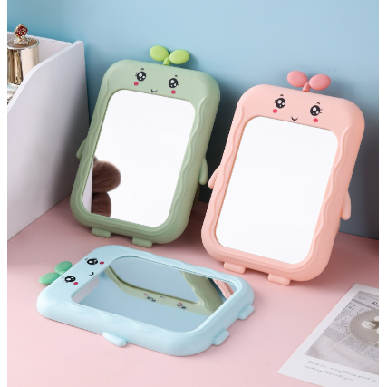 塑料卡通化妆镜桌面台式带支架梳妆镜学生宿舍便携折叠可爱小镜子