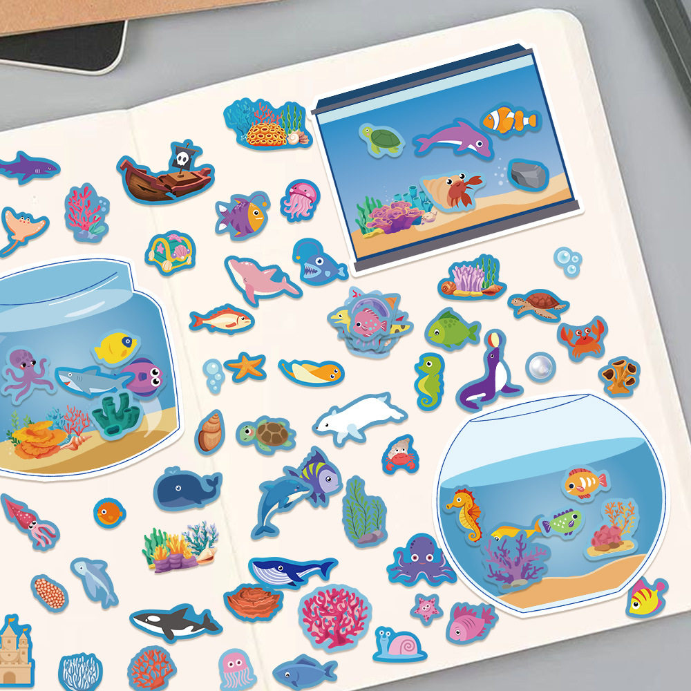 16张鱼缸拼图贴纸鱼类珊瑚ins风拼贴趣味儿童益智玩具贴画diy防水,文具电教/文化用品/商务用品,贴纸/立体贴纸,淘宝优惠券,粉丝福利购,淘宝优惠卷