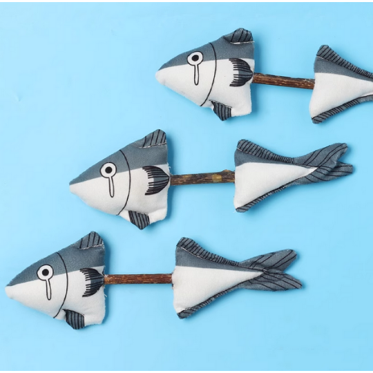 薄荷鱼磨牙棒逗猫玩具自嗨解闷猫玩具耐抓咬仿真鱼