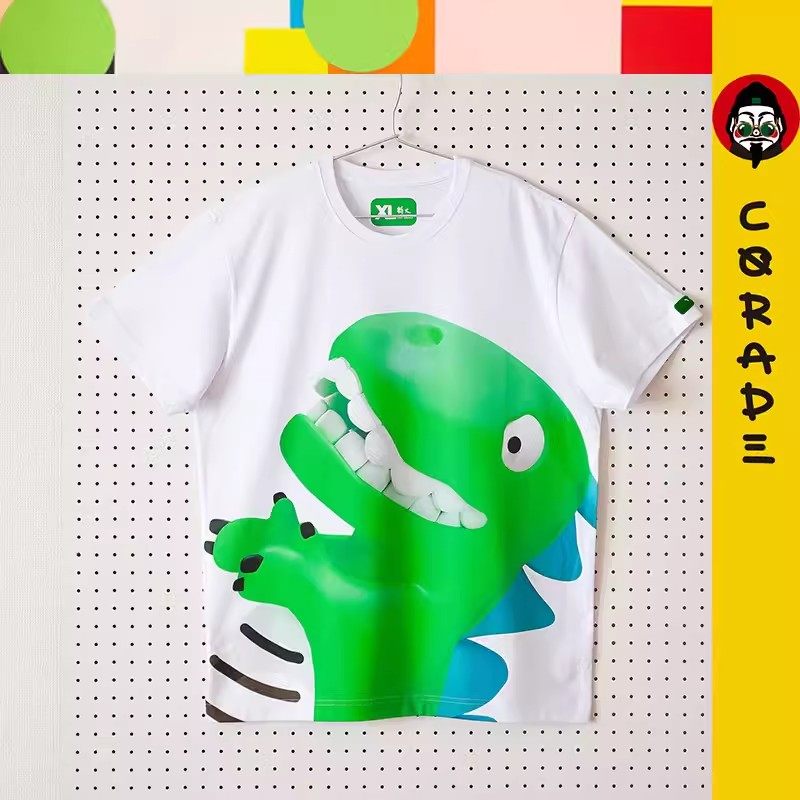 corade宝葫芦 3D大恐龙 白色短袖T恤 断码