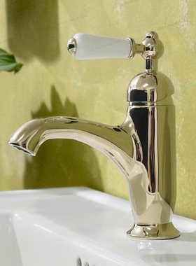 出口英国原单 过WS NP水嘴 陶瓷把手 英式复古风金色面盆水龙头