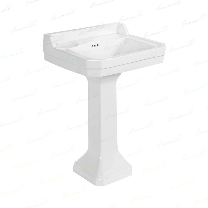 出口外贸UPC美式复古立柱盆欧式法式小户型洗脸洗手盆落地式分体
