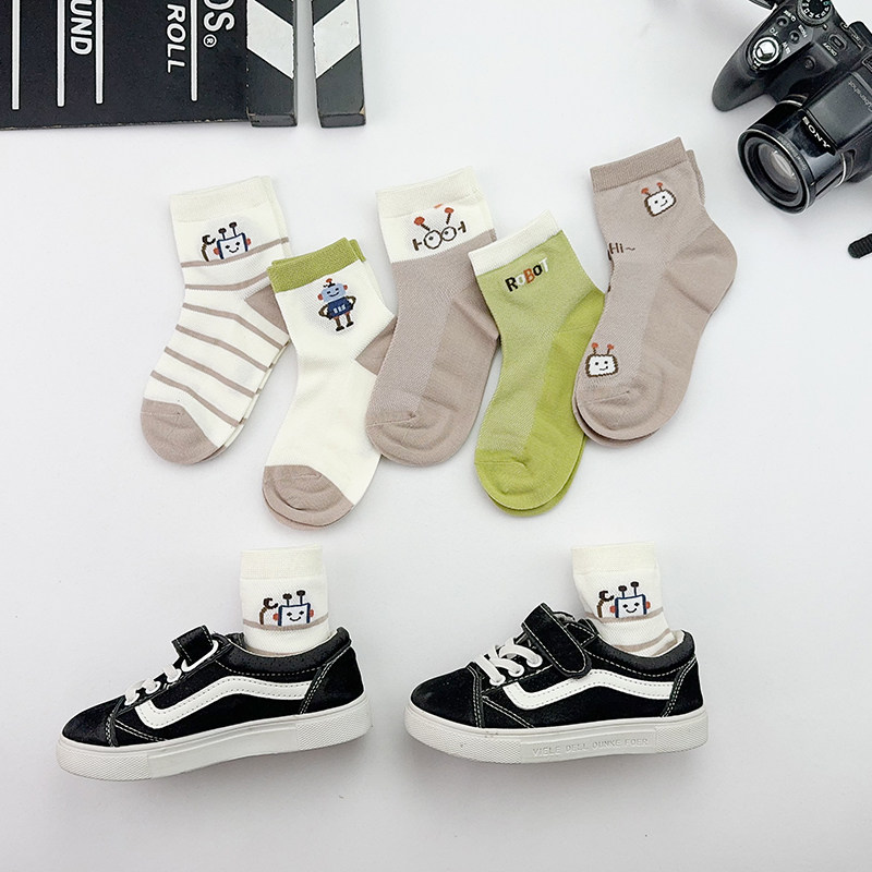 儿童袜子男童女童夏季薄款纯棉运动卡通春款小女孩学生中筒袜棉袜