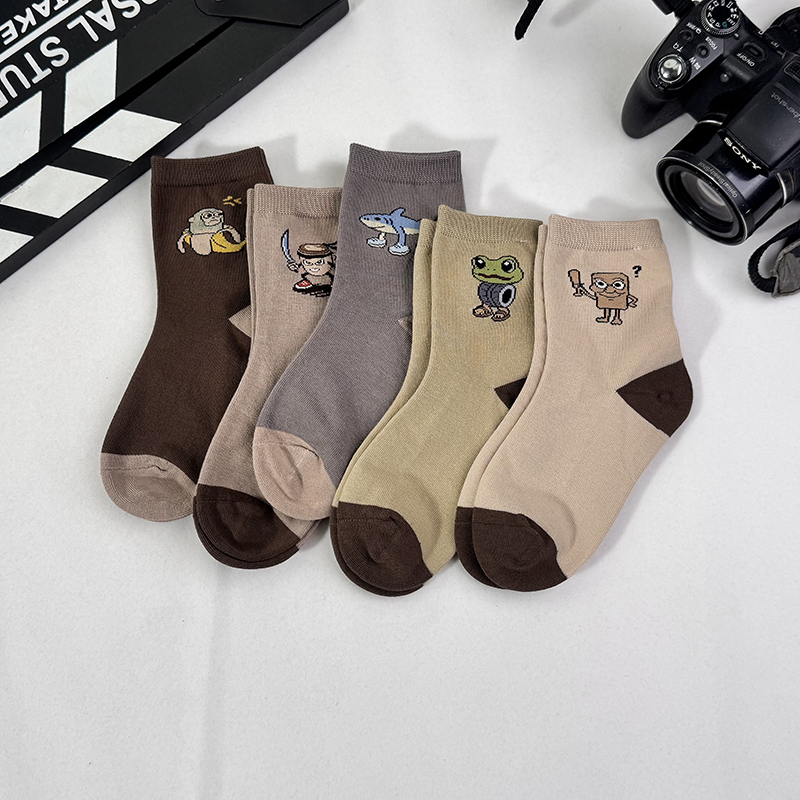 韩系儿童袜子秋冬季纯棉男女童中筒袜小孩子可爱卡通春秋款防臭袜