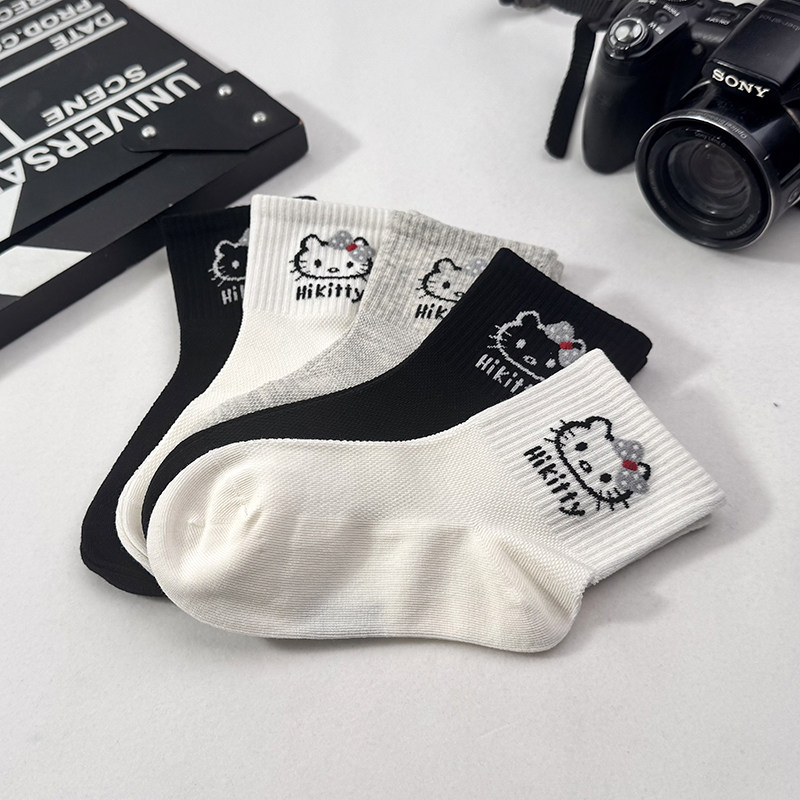 女童袜子春款夏薄款纯棉儿童女春夏中筒网眼透气薄女孩夏天无骨袜