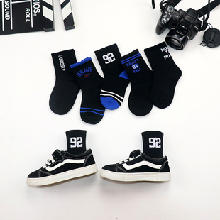 儿童袜子秋冬纯棉无骨中筒袜春秋季中大童棉袜男童防臭运动袜宝宝