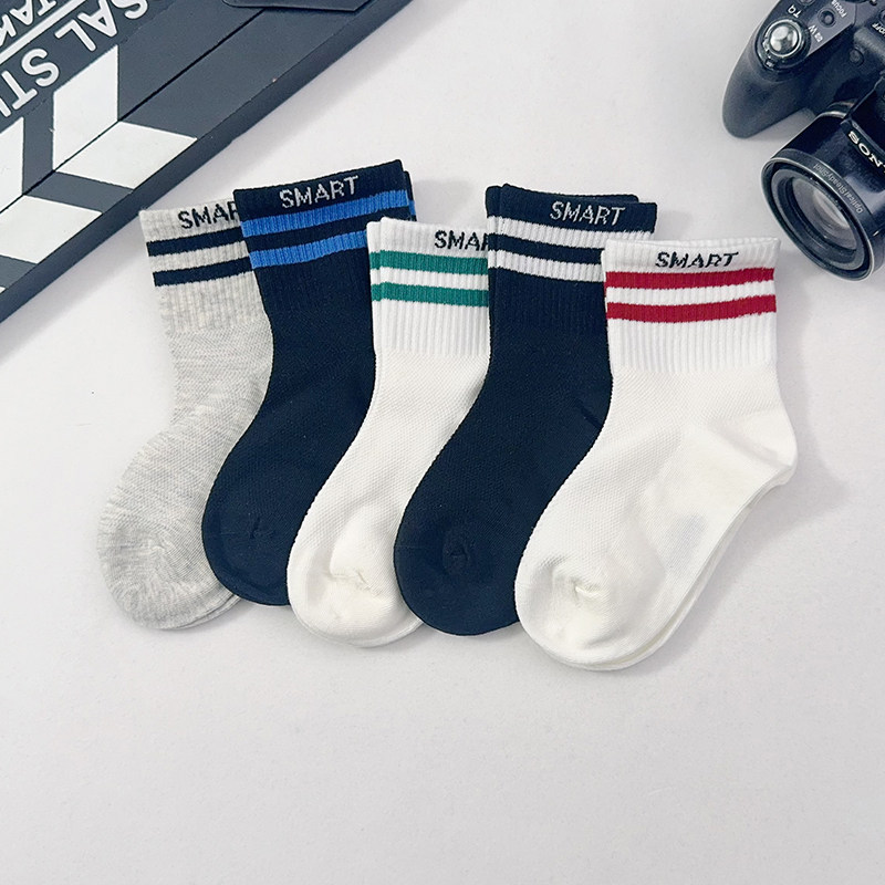 儿童袜子纯棉春夏网眼中筒袜夏季薄款男童男孩大童运动风薄款透气