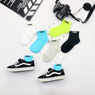 儿童袜子夏季薄款纯棉字母潮袜男童女童中筒袜宝宝网眼中大童短袜