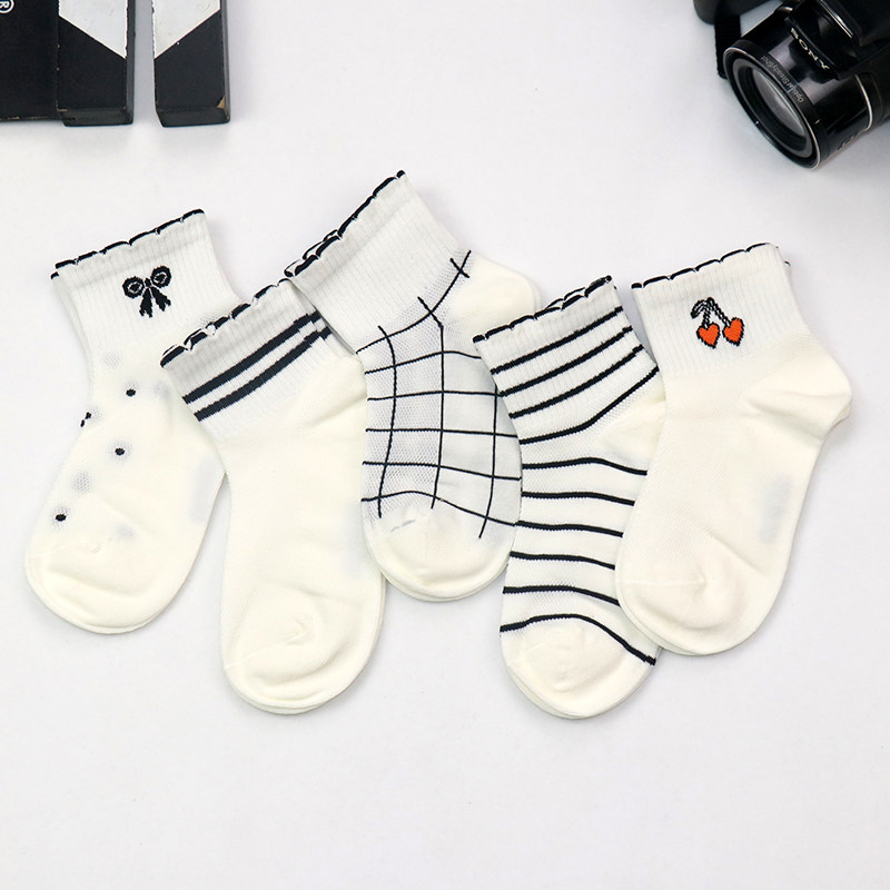 女童袜子纯棉夏季薄款中筒袜春夏儿童花边公主网眼袜宝宝白色可爱