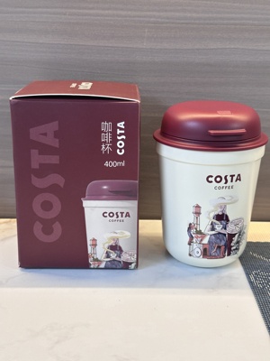 COSTA宝石红咖啡杯316不锈钢保温杯户外高颜值男女车载水杯400ml