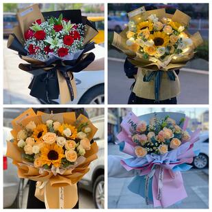 红玫瑰鲜花情人节生日表白花束礼物广东广州市花都南沙从化增城区