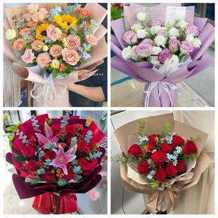 99朵玫瑰花束妇女节向日葵生日鲜花山东省滨州市经济开发区滨城区